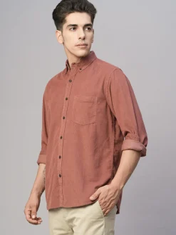 Women Cottonworld Solid | Solid^Men's 100% Cotton Corduroy Regular Fit Long Sleeved Shirt