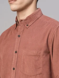 Women Cottonworld Solid | Solid^Men's 100% Cotton Corduroy Regular Fit Long Sleeved Shirt
