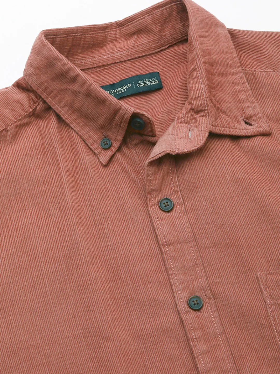 Women Cottonworld Solid | Solid^Men's 100% Cotton Corduroy Regular Fit Long Sleeved Shirt