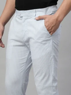Cottonworld Slim Fit | Casual^Men's 100% Cotton Seer Sucker Blue Slim Fit Pants