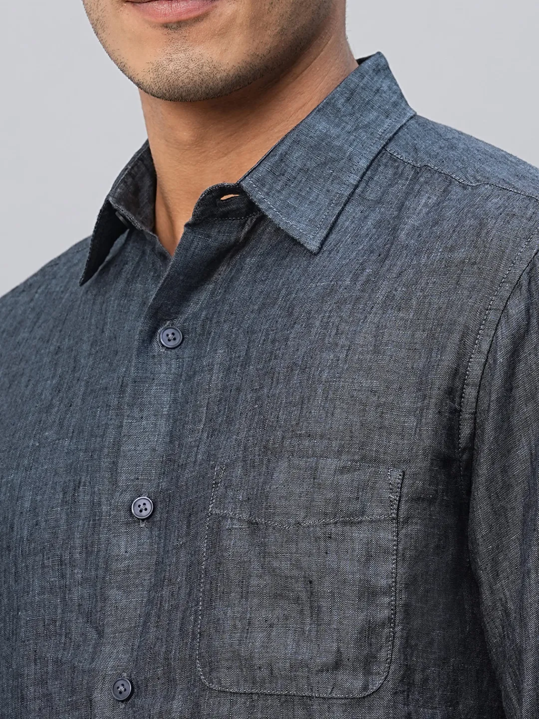 Women Cottonworld 100% Linen Shirts | 100% Linen Shirts^Men's 100% Linen Regular Fit Long Sleeved Shirt