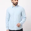 Women Cottonworld 100% Linen Shirts | 100% Linen Shirts^Men's 100% Linen Blue Regular Fit Striped Shirt