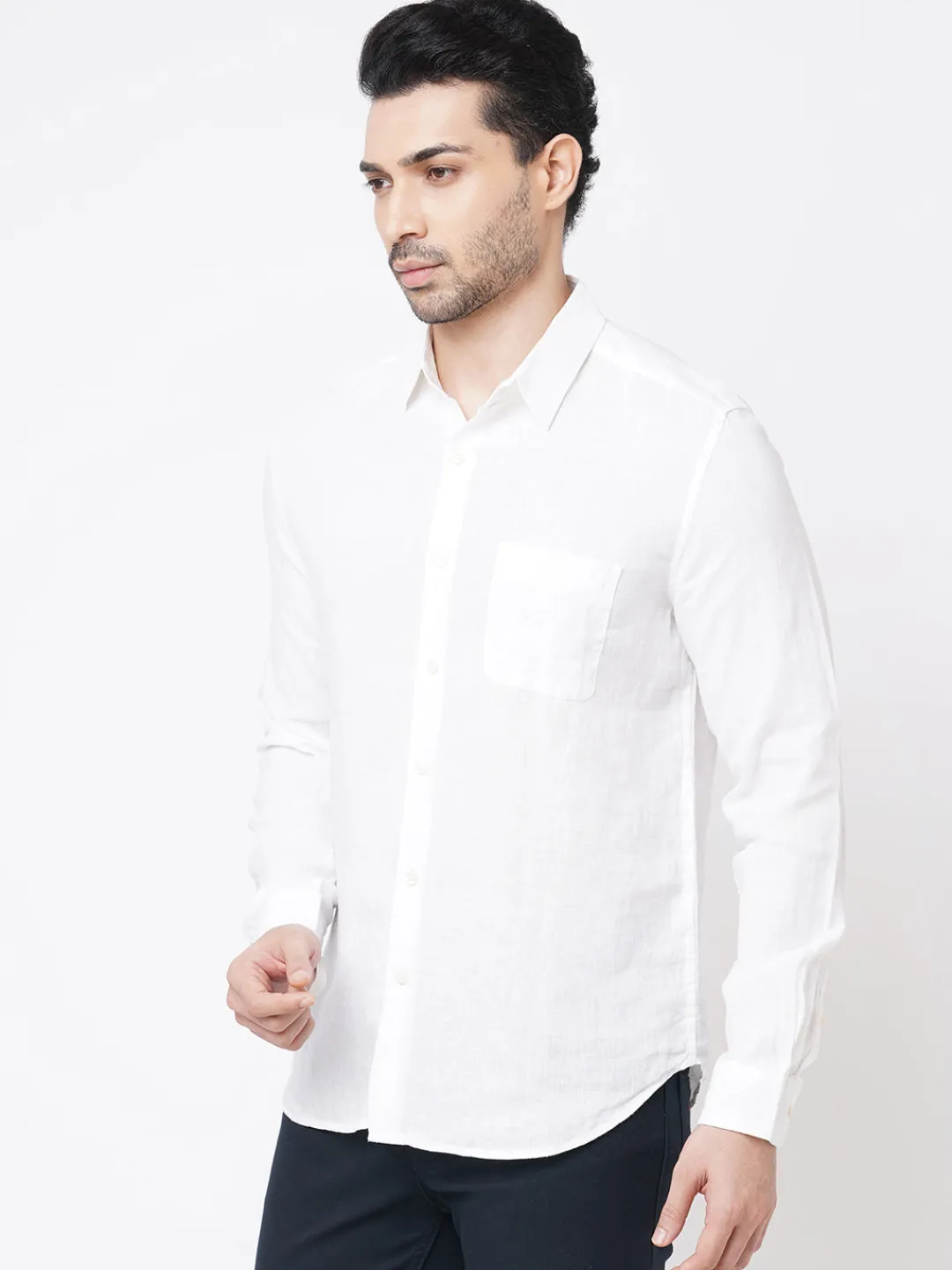 Women Cottonworld 100% Linen Shirts | 100% Linen Shirts^Men's 100% Linen Regular Fit Long Sleeved Shirt