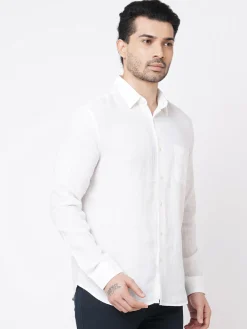 Women Cottonworld 100% Linen Shirts | 100% Linen Shirts^Men's 100% Linen Regular Fit Long Sleeved Shirt