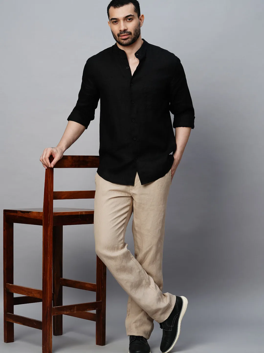 Women Cottonworld 100% Linen Shirts | 100% Linen Shirts^Men's 100% Linen Regular Fit Shirt