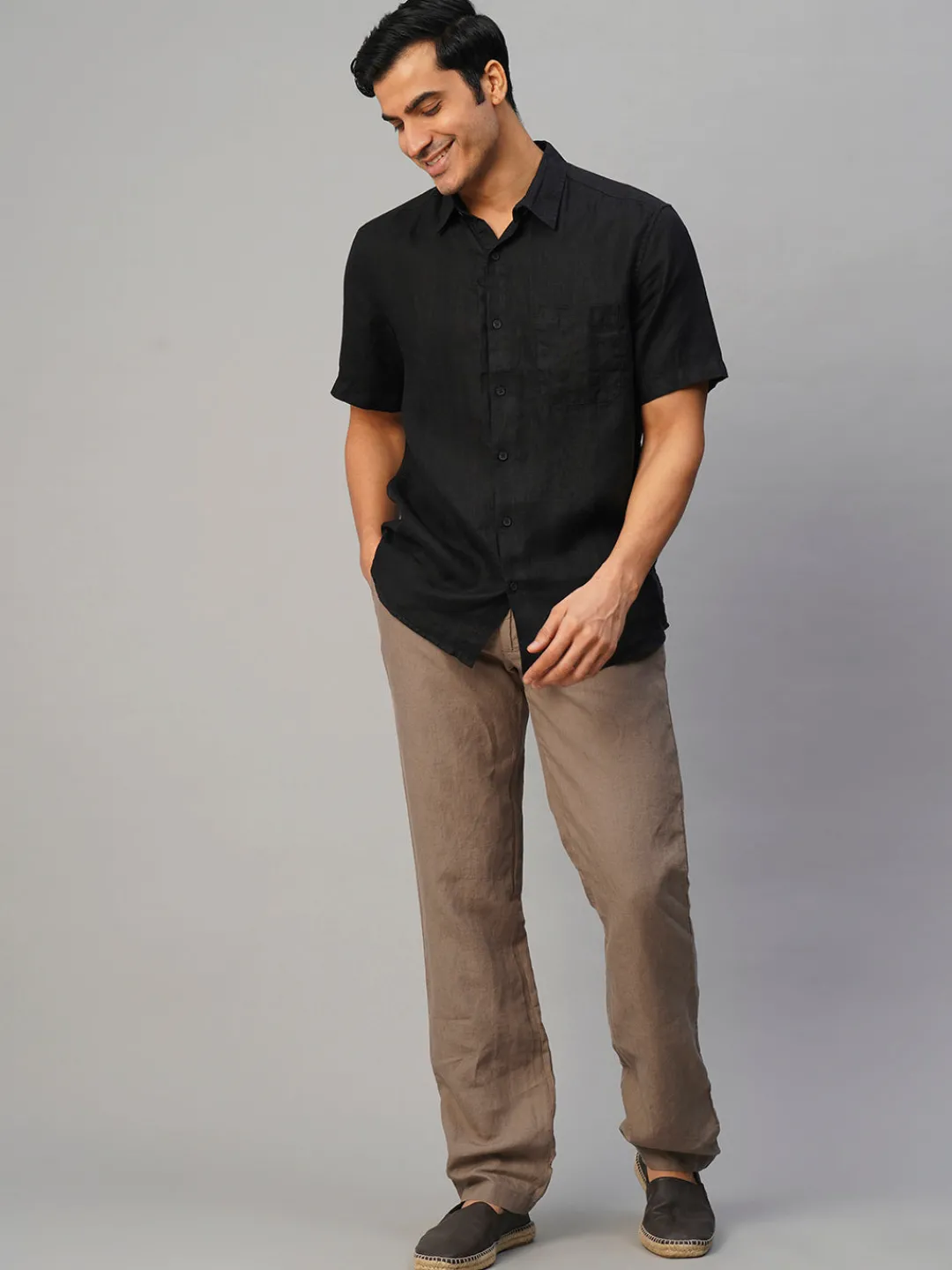 Women Cottonworld 100% Linen Shirts | 100% Linen Shirts^Men's 100% Linen Regular Fit Shirt