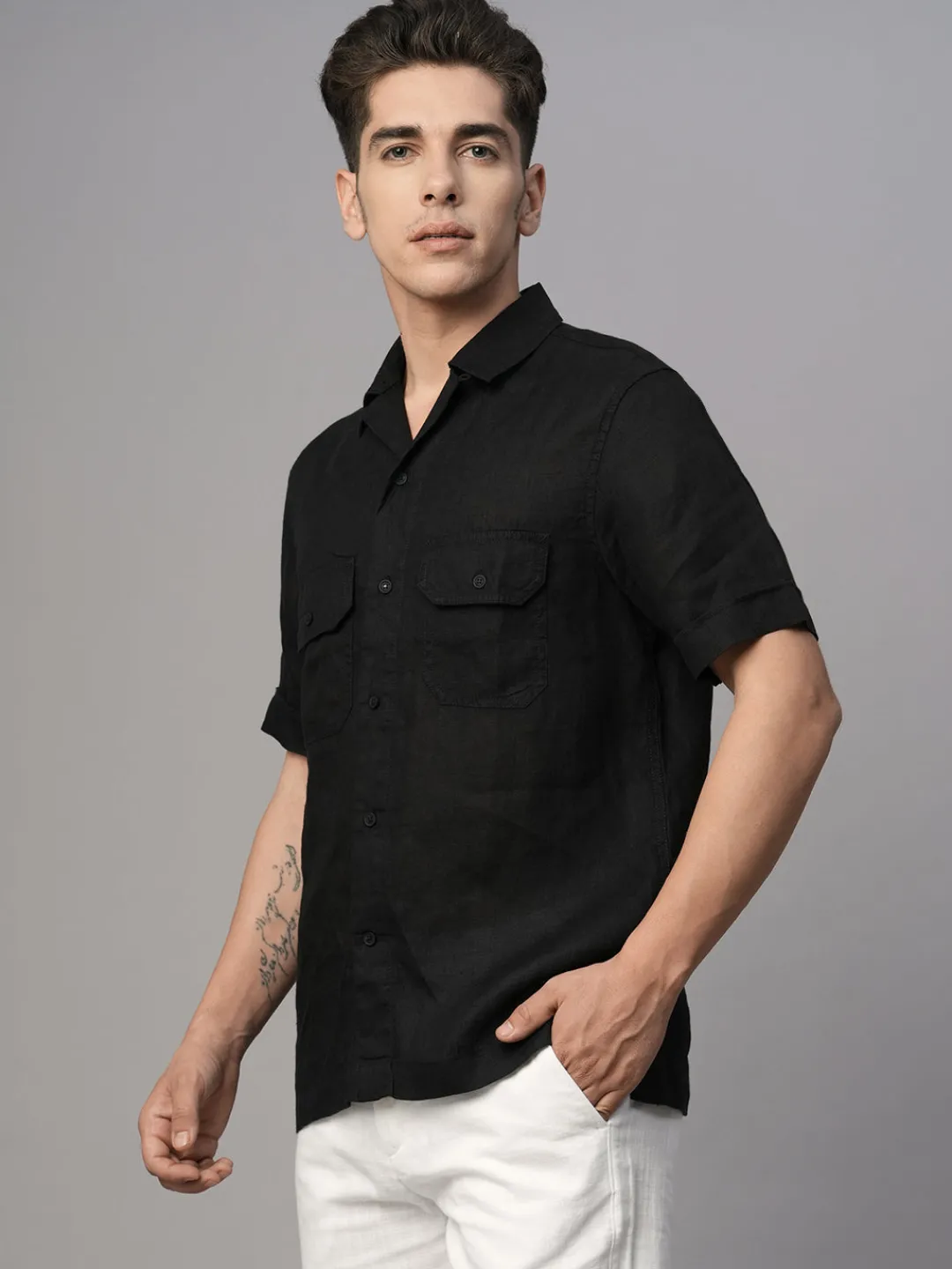 Women Cottonworld 100% Linen Shirts | 100% Linen Shirts^Men's 100% Linen Regular Fit Shirt