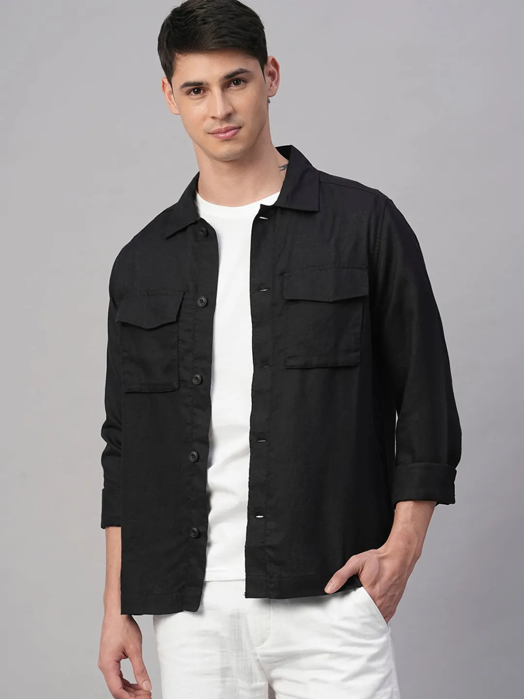 Cottonworld Jackets^Men's Pure Linen Regular Fit Light Weight Summer Jacket