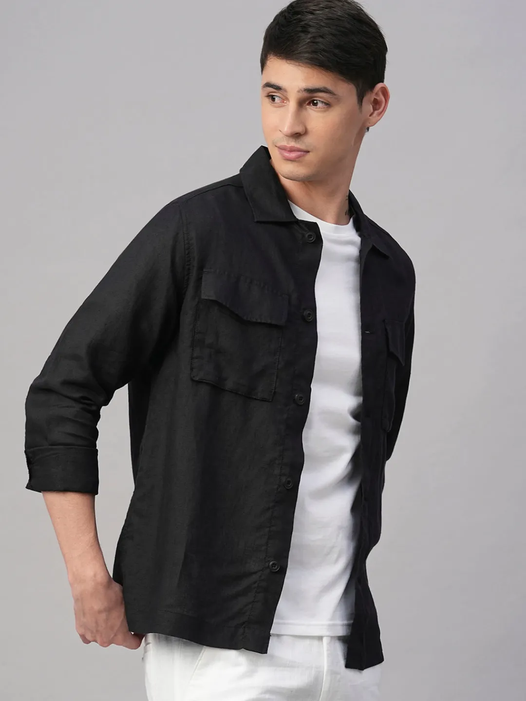 Cottonworld Jackets^Men's Pure Linen Regular Fit Light Weight Summer Jacket