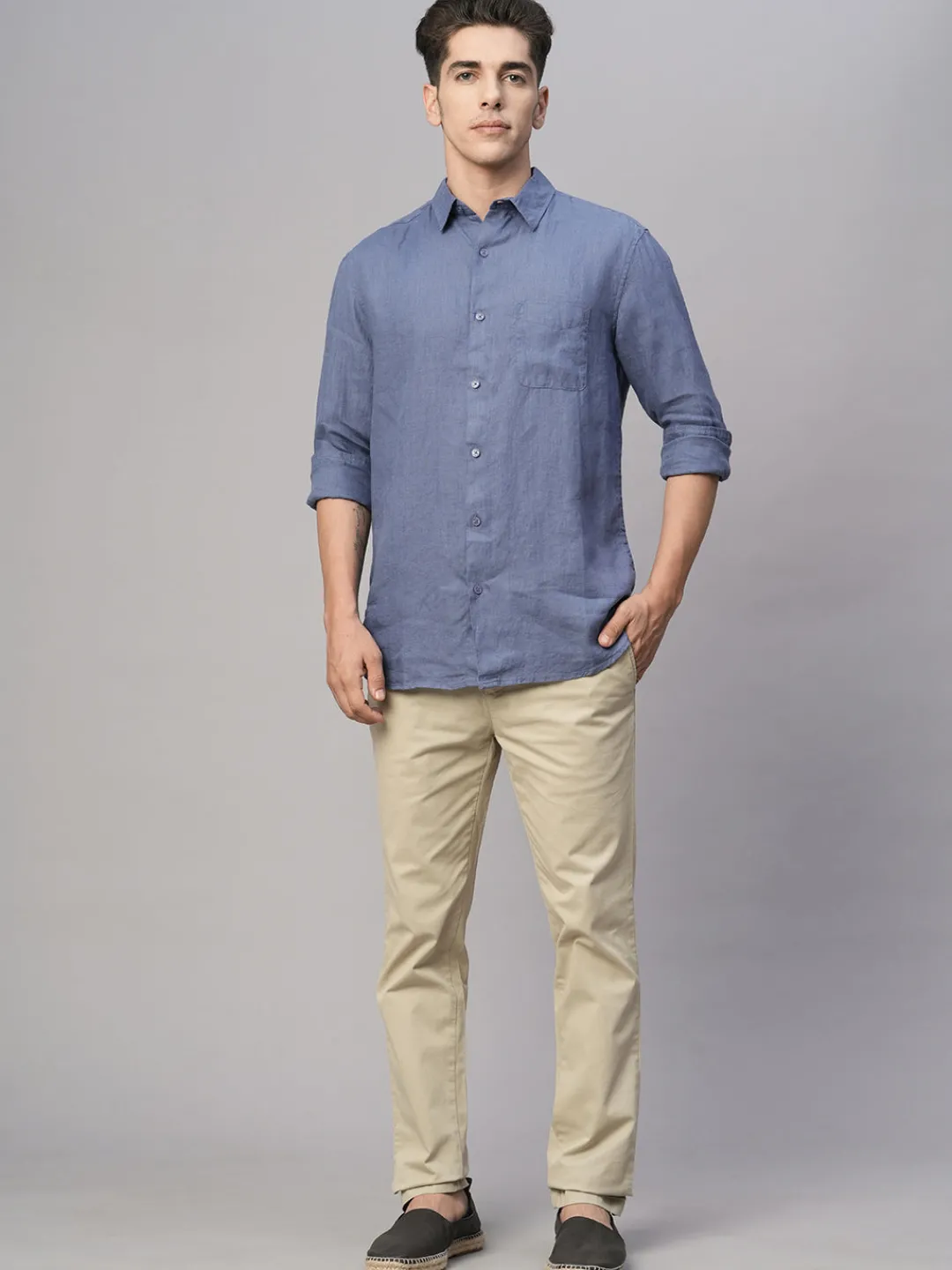 Women Cottonworld 100% Linen Shirts | 100% Linen Shirts^Men's 100% Linen Regular Fit Shirt