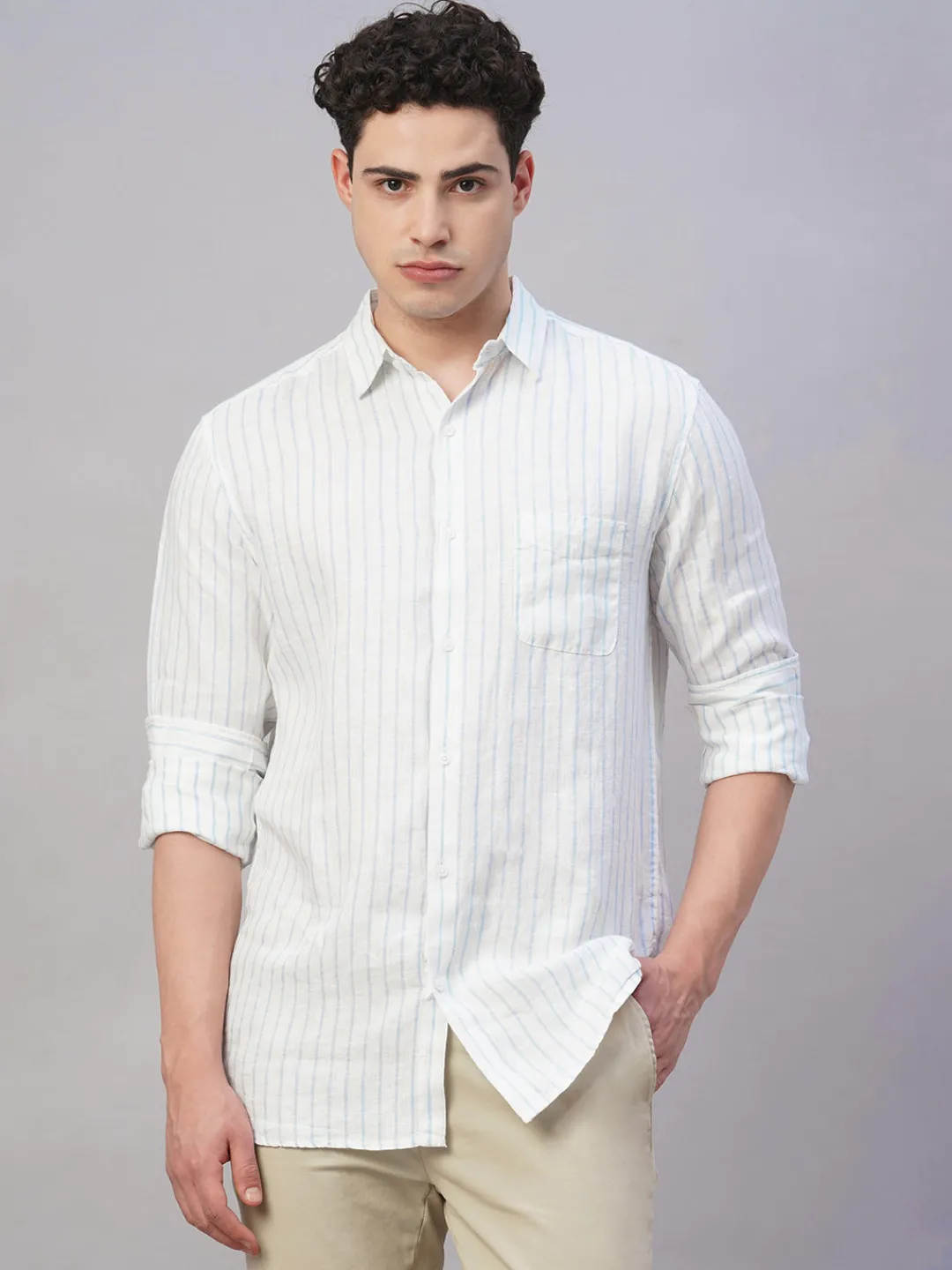 Women Cottonworld 100% Linen Shirts | 100% Linen Shirts^Men's 100% Linen Regular Fit Shirt