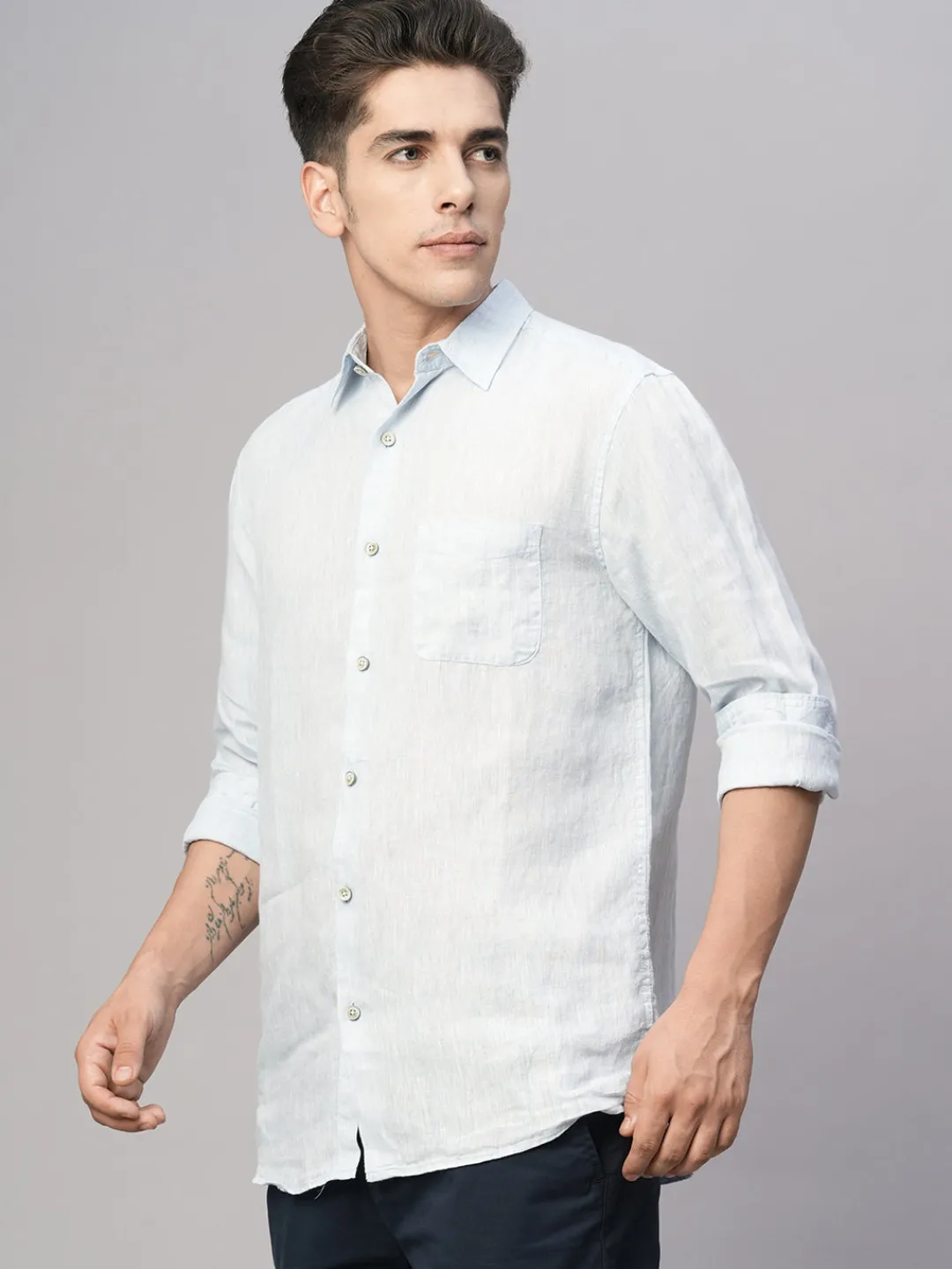 Women Cottonworld 100% Linen Shirts | 100% Linen Shirts^Men's 100% Linen Regular Fit Shirt