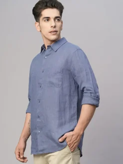Women Cottonworld 100% Linen Shirts | 100% Linen Shirts^Men's 100% Linen Regular Fit Shirt