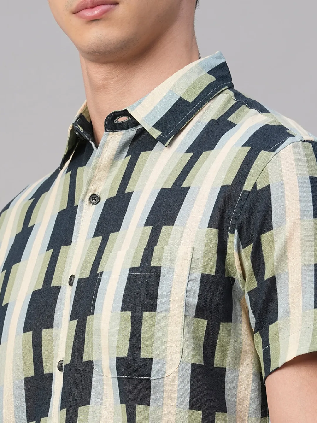 Women Cottonworld Print | Print^Men's Cotton Flax Regular Fit Shirt