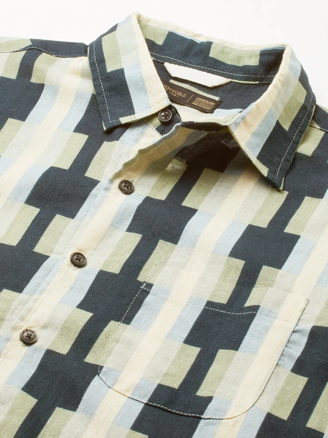 Women Cottonworld Print | Print^Men's Cotton Flax Regular Fit Shirt