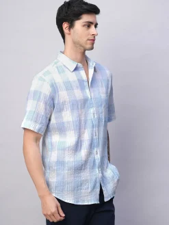 Women Cottonworld Checkered | Checkered^Men's Cotton Lycra Regular Fit Shirt