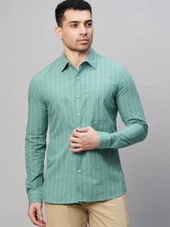 Women Cottonworld Striped | Striped^Men's Cotton Regular Fit Striped Shirt