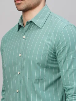 Women Cottonworld Striped | Striped^Men's Cotton Regular Fit Striped Shirt