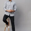 Women Cottonworld Shirts | Shirts^Men's Linen Cotton Lyocell Regular Fit Checked Shirt