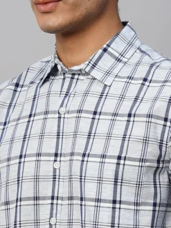 Women Cottonworld Shirts | Shirts^Men's Linen Cotton Lyocell Regular Fit Checked Shirt