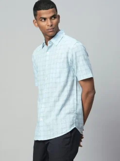 Women Cottonworld Shirts | Shirts^Men's Linen Cotton Regular Fit Checked Shirt