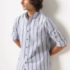 Women Cottonworld Striped | Striped^Men's Stripe Seersucker Slim Fit Shirt