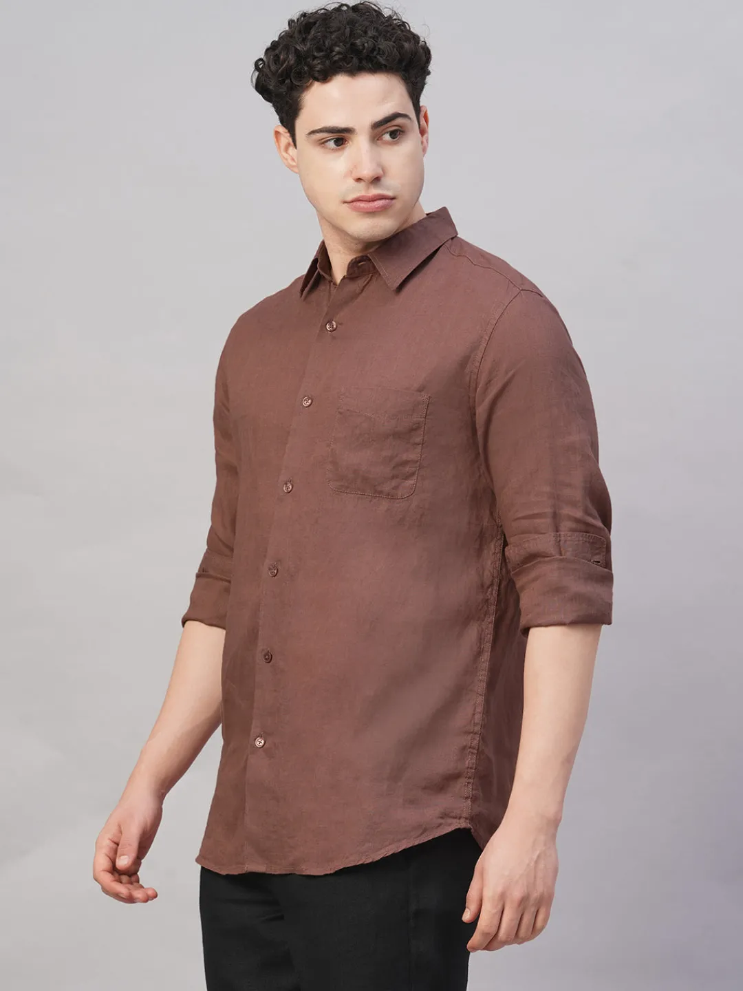 Women Cottonworld 100% Linen Shirts | 100% Linen Shirts^Men's 100% Linen Regular Fit Shirt