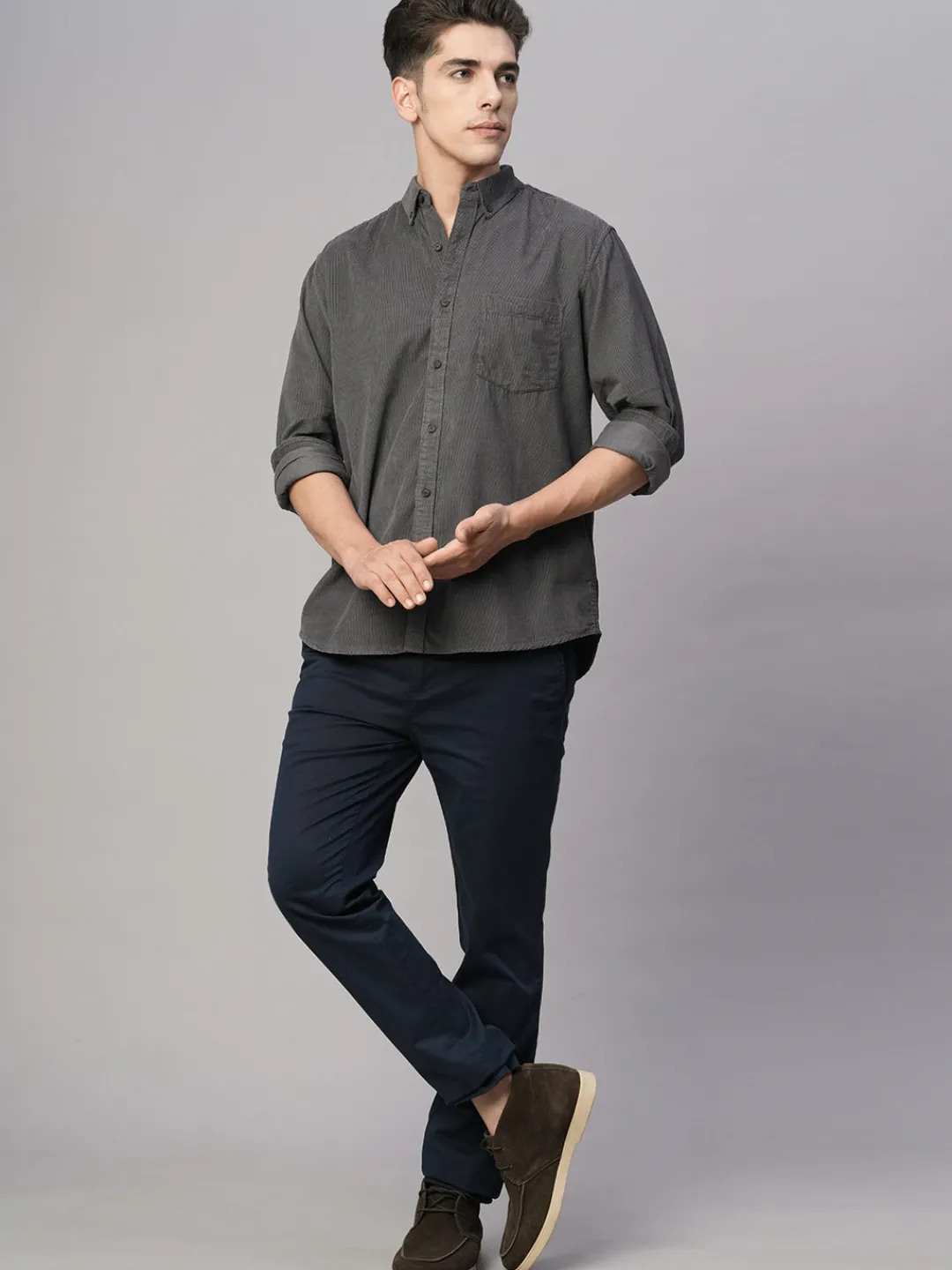 Women Cottonworld Solid | Solid^Men's Corduroy 100% Cotton Regular Fit Long Sleeved Shirt
