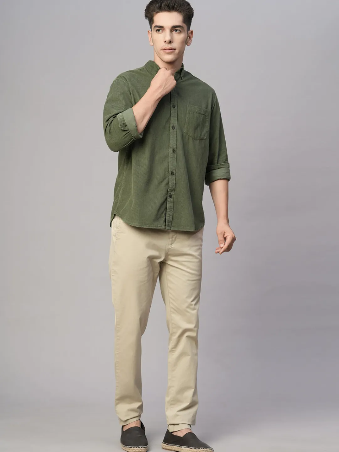 Women Cottonworld Solid | Solid^Men's Corduroy 100% Cotton Regular Fit Long Sleeved Shirt