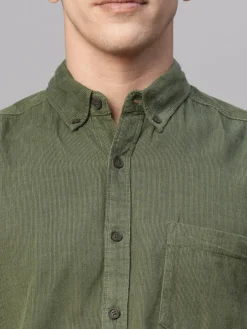 Women Cottonworld Solid | Solid^Men's Corduroy 100% Cotton Regular Fit Long Sleeved Shirt