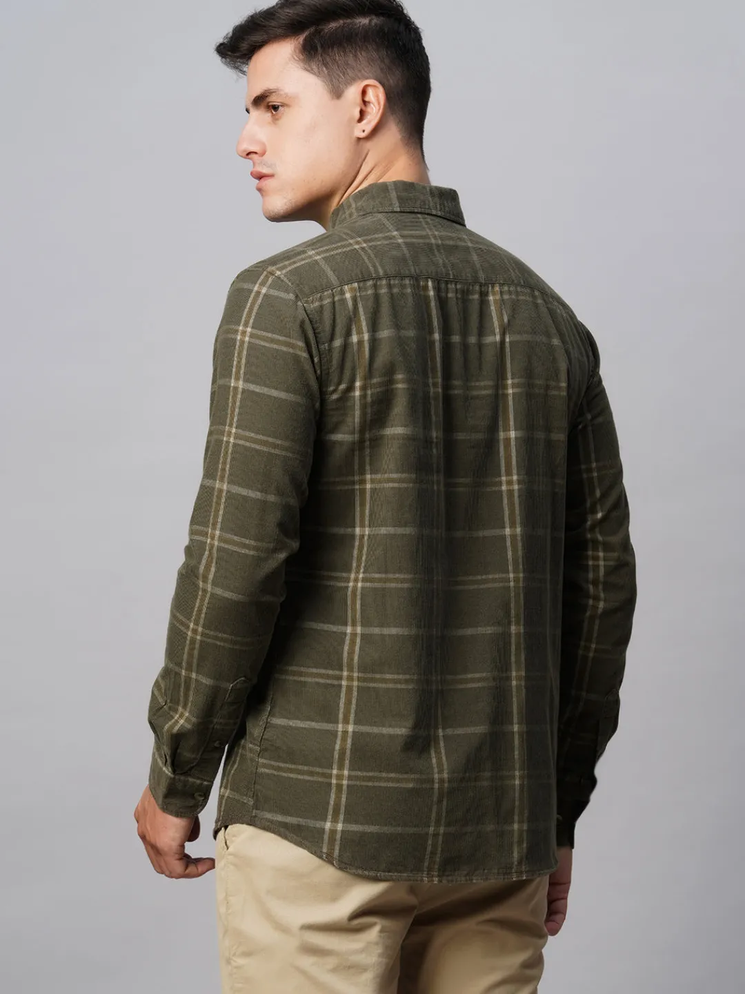 Women Cottonworld Corduroy | Corduroy^Men's Corduroy 100% Cotton Regular Fit Checked Shirt