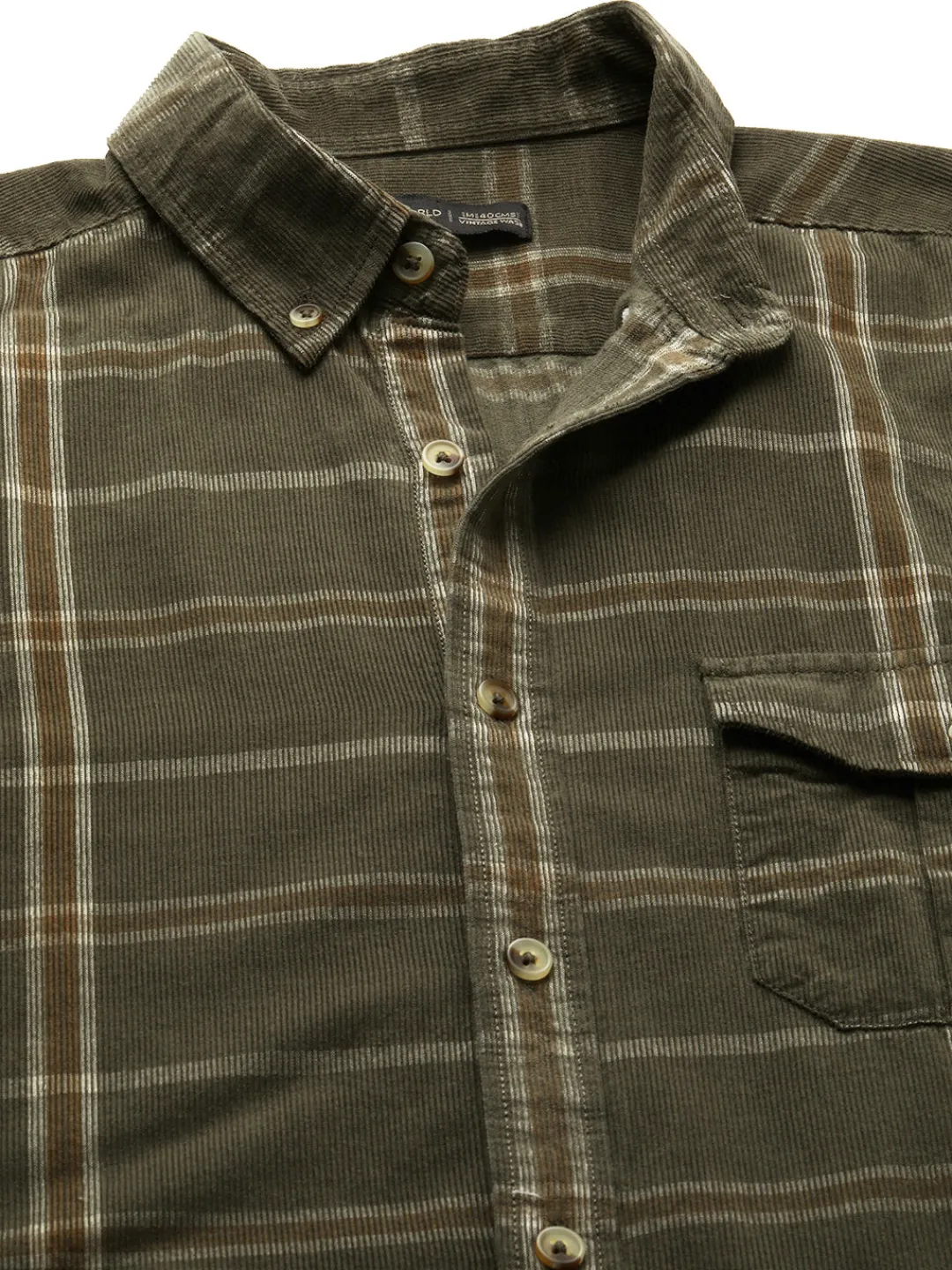 Women Cottonworld Corduroy | Corduroy^Men's Corduroy 100% Cotton Regular Fit Checked Shirt