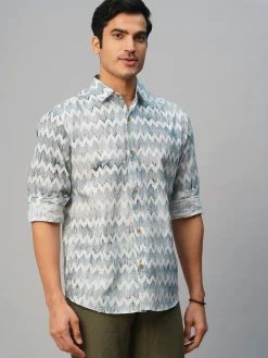 Women Cottonworld Print | Print^Men's Cotton Batik Printed Slim Fit Shirt