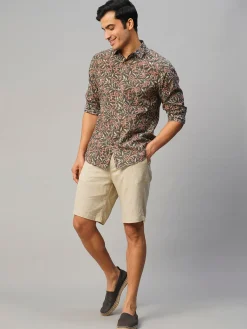 Women Cottonworld Print | Print^Men's Cotton Hand Block Printed Slim Fit Shirt