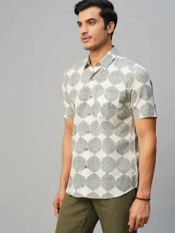 Women Cottonworld Print | Print^Men's Cotton Hand Block Printed Regular Fit Shirt