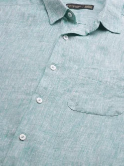 Women Cottonworld 100% Linen Shirts | 100% Linen Shirts^Men's Dark Blue 100% Linen Regular Fit Long Sleeved Shirt