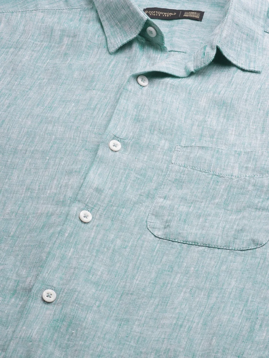 Women Cottonworld 100% Linen Shirts | 100% Linen Shirts^Men's Dark Blue 100% Linen Regular Fit Long Sleeved Shirt