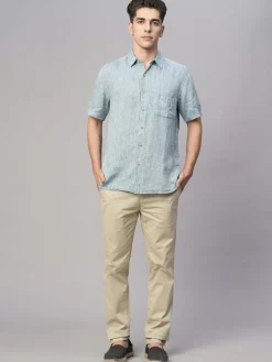 Women Cottonworld 100% Linen Shirts | 100% Linen Shirts^Men's 100% Linen Regular Fit Shirt