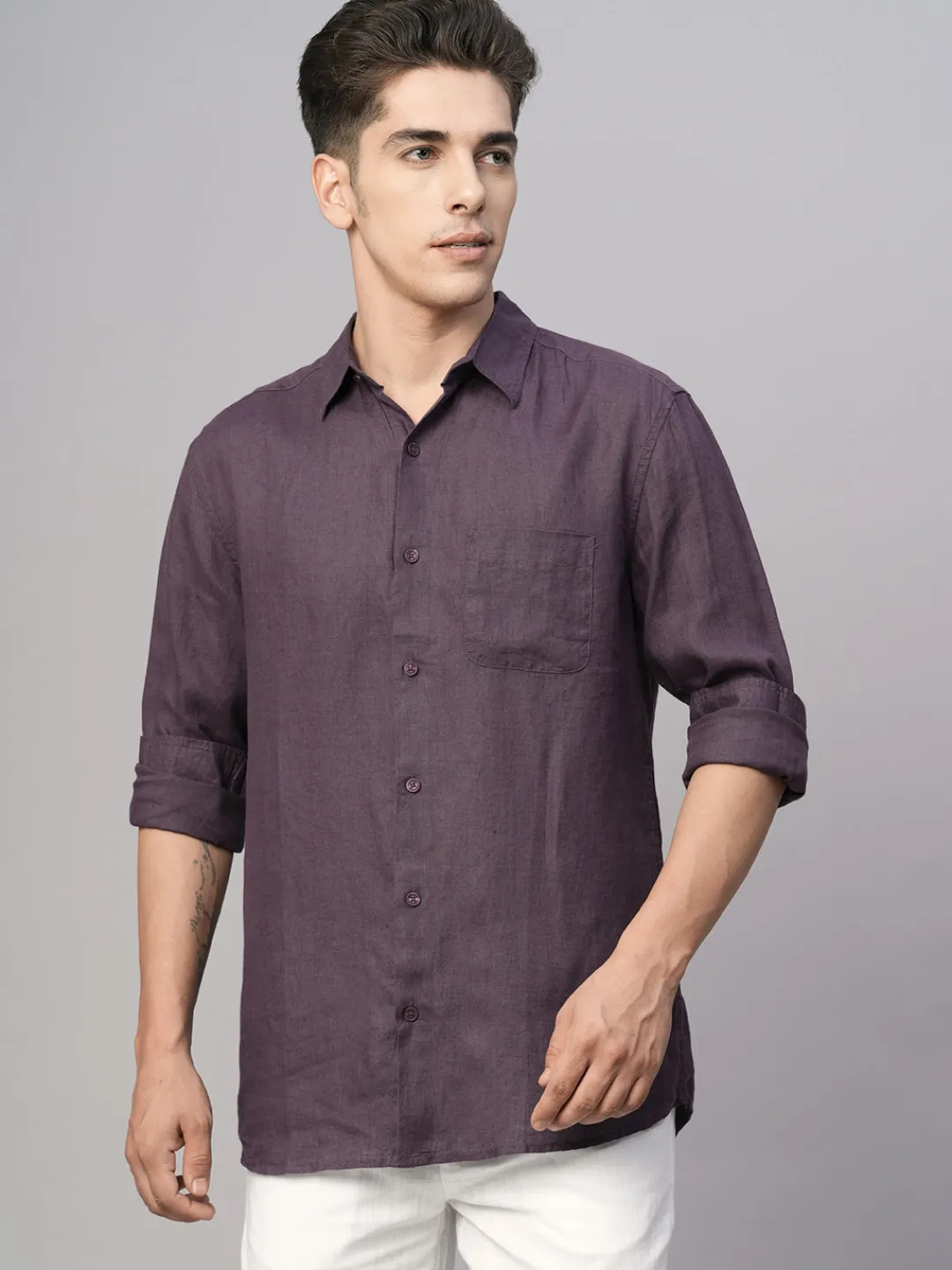 Women Cottonworld 100% Linen Shirts | 100% Linen Shirts^Men's 100% Linen Regular Fit Shirt