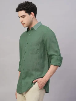 Women Cottonworld 100% Linen Shirts | 100% Linen Shirts^Men's 100% Linen Regular Fit Shirt