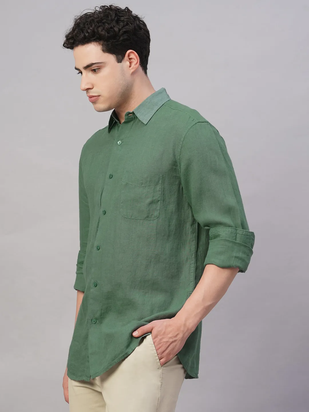 Women Cottonworld 100% Linen Shirts | 100% Linen Shirts^Men's 100% Linen Regular Fit Shirt