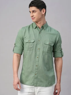 Women Cottonworld Shirts | Shirts^Men's Linen Cotton Regular Fit Shirt