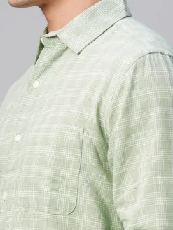 Women Cottonworld Shirts | Shirts^Men's Linen Cotton Regular Fit Checked Shirt