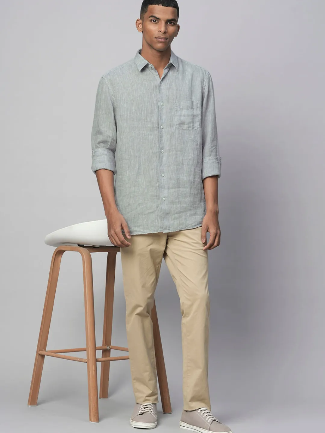 Women Cottonworld 100% Linen Shirts | 100% Linen Shirts^Men's 100% Linen Linen Regular Fit Long Sleeved Shirt