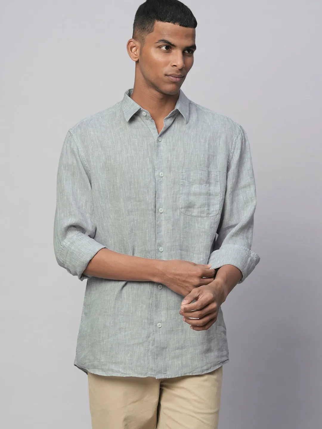 Women Cottonworld 100% Linen Shirts | 100% Linen Shirts^Men's 100% Linen Linen Regular Fit Long Sleeved Shirt