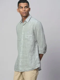 Women Cottonworld 100% Linen Shirts | 100% Linen Shirts^Men's 100% Linen Linen Regular Fit Long Sleeved Shirt