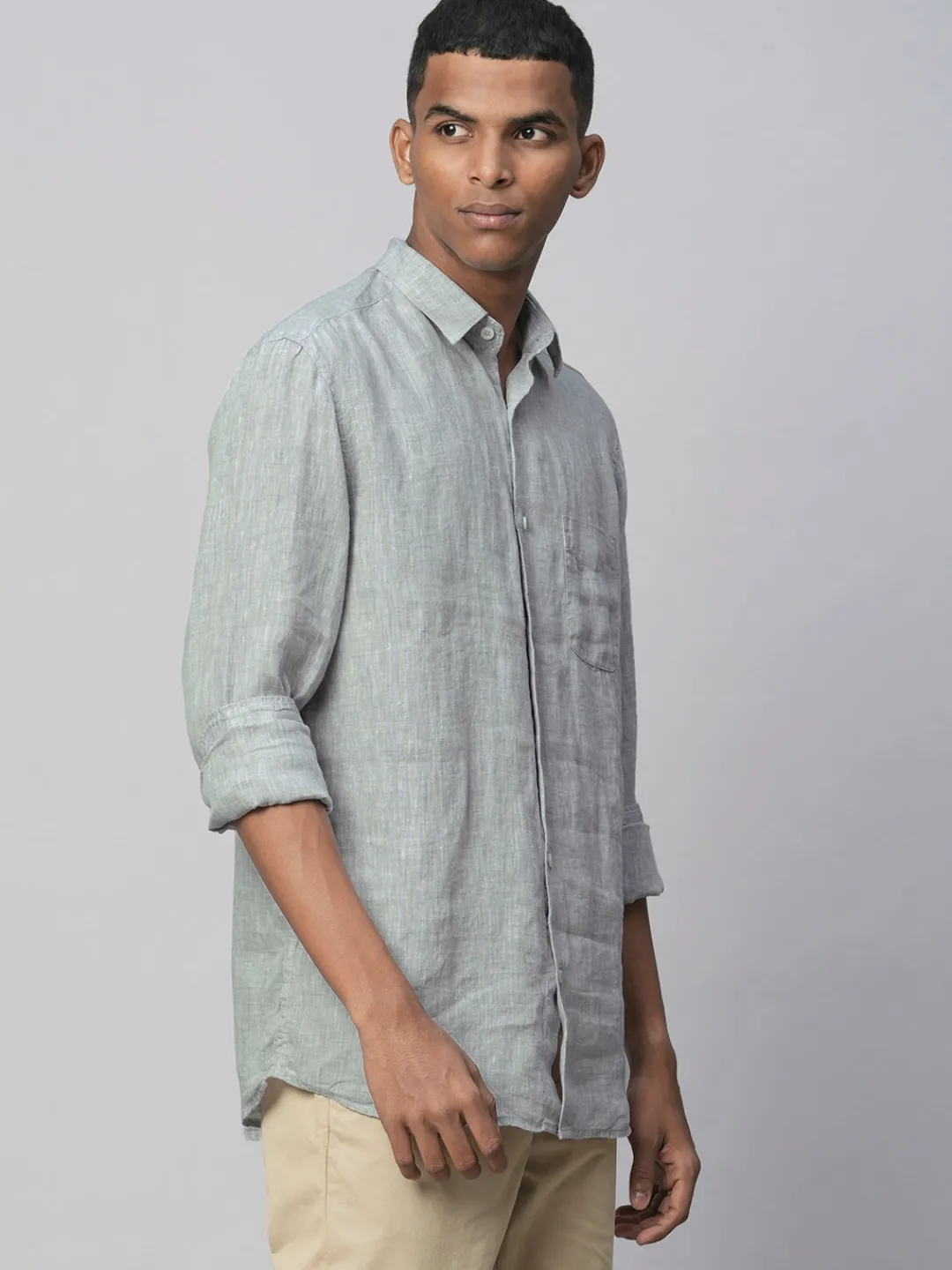 Women Cottonworld 100% Linen Shirts | 100% Linen Shirts^Men's 100% Linen Linen Regular Fit Long Sleeved Shirt