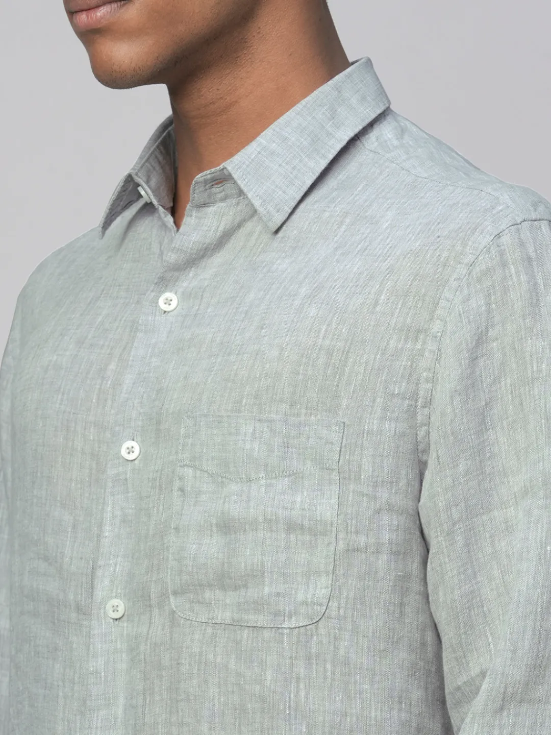 Women Cottonworld 100% Linen Shirts | 100% Linen Shirts^Men's 100% Linen Linen Regular Fit Long Sleeved Shirt