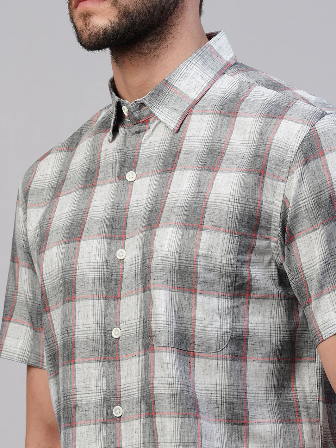 Women Cottonworld Checkered | Checkered^Men's Cotton Lyocell Regular Fit Checked Shirt