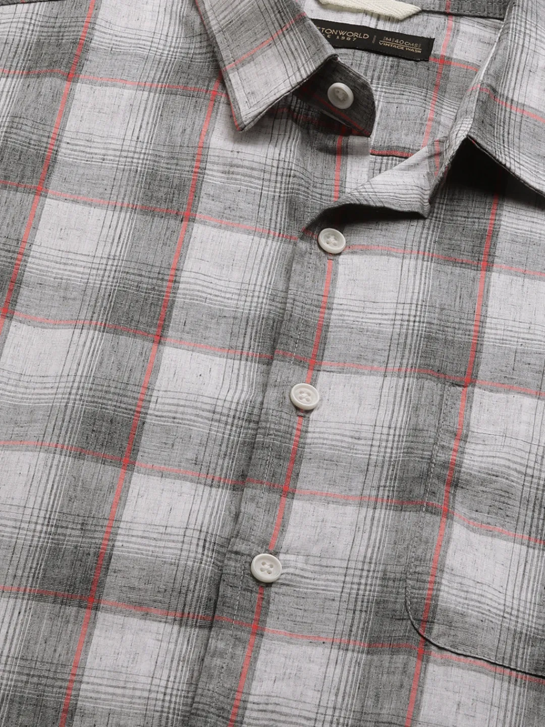 Women Cottonworld Checkered | Checkered^Men's Cotton Lyocell Regular Fit Checked Shirt